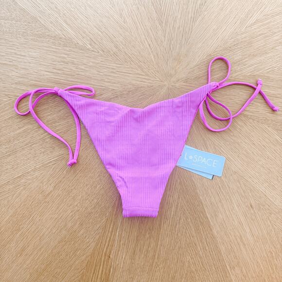 L Space Bikini Bottom Medium Bright Fuchsia Lennox Ribbed Y2K Barbiecore Beach - Picture 6 of 6